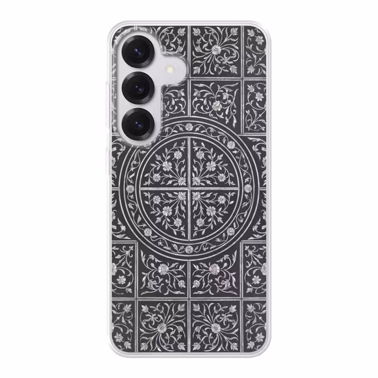 Patroon - Bloemmotief - Decoratie - Klassiek - Zwart Telefoonhoesje Samsung Galaxy S26 klein -3d