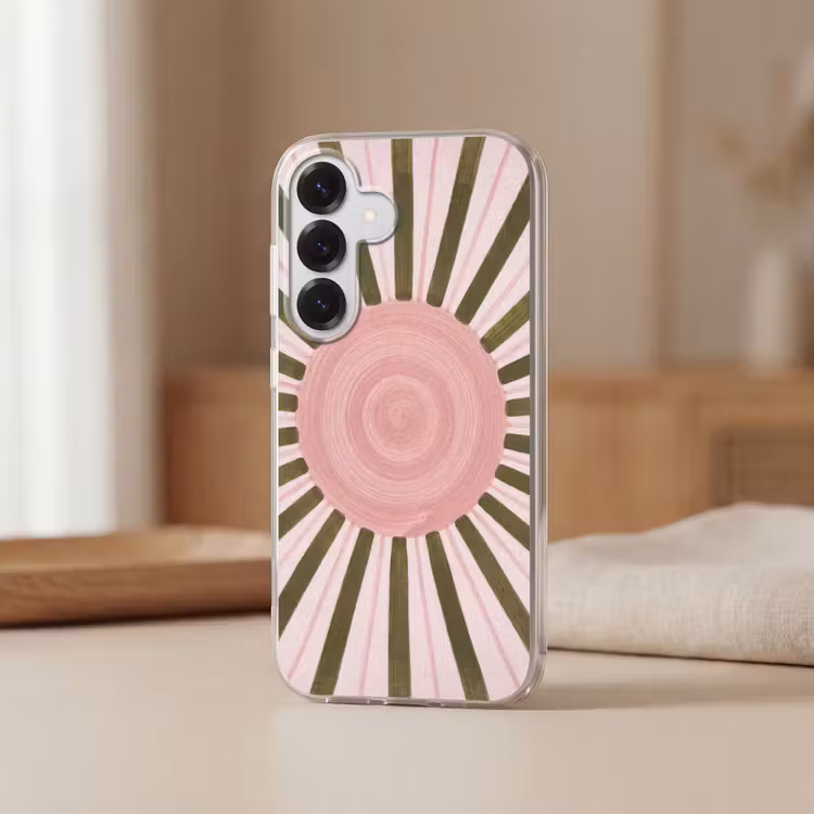 Patroon - Cirkel - Stralen - Abstract - Roze Telefoonhoesje Samsung Galaxy S26 klein -sfeer2