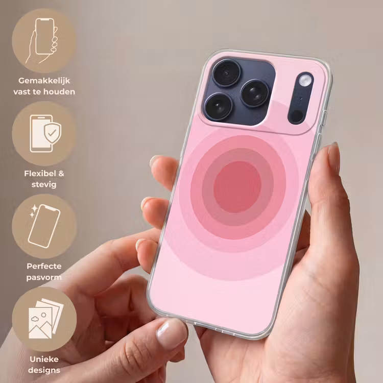 Patroon - Cirkels - Abstract - Roze - Modern Telefoonhoesje iPhone 17 Pro klein -sfeer3_NL