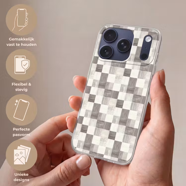 Patroon - Dambord - Houtnerf Telefoonhoesje iPhone 17 Pro klein 878 -sfeer3_NL
