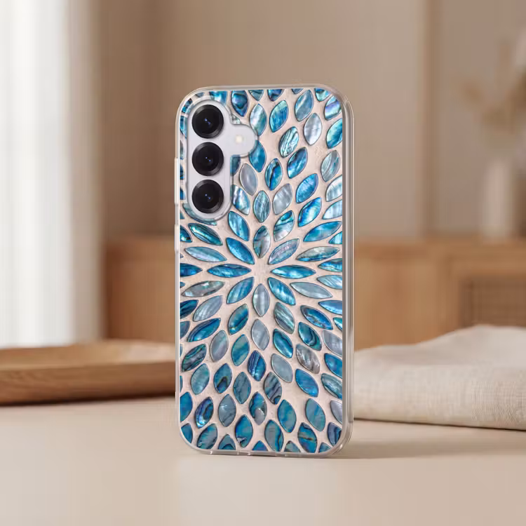 Patroon - Glans - Abstract - Blauw - Decoratie Telefoonhoesje Samsung Galaxy S26 klein -sfeer2