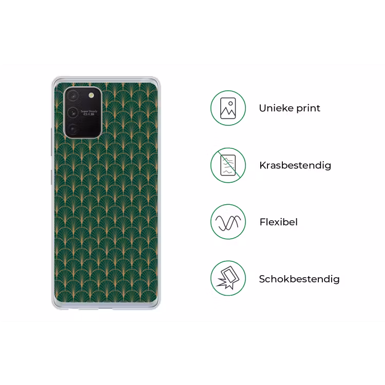 Patroon - Groen - Goud - Symmetrisch Telefoonhoesje Samsung Galaxy S10 Lite klein 364 -specsS10Lite