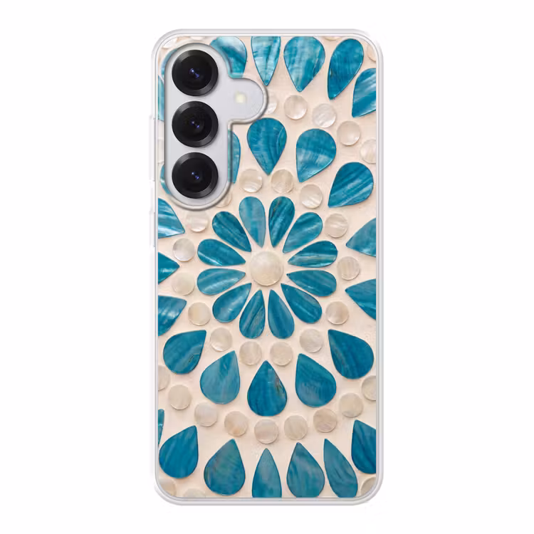 Patroon - Mozaïek - Schelpen - Abstract - Turquoise Telefoonhoesje Samsung Galaxy S26 klein -3d