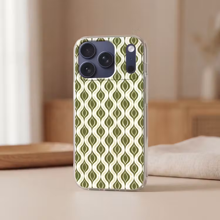Patroon - Retro - Groen Telefoonhoesje iPhone 17 Pro klein 878 -sfeer2