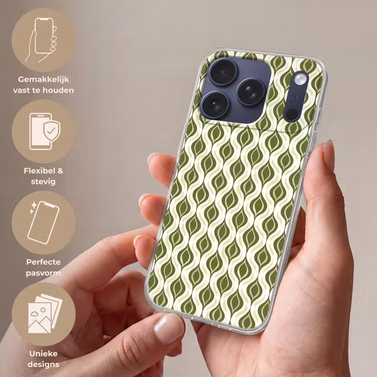 Patroon - Retro - Groen Telefoonhoesje iPhone 17 Pro klein 878 -sfeer3_NL