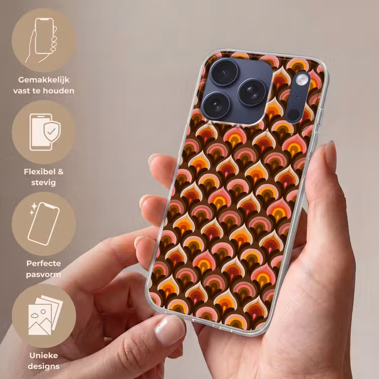 Patroon - Retro - Kleurrijk Telefoonhoesje iPhone 17 Pro klein 878 -sfeer3_NL