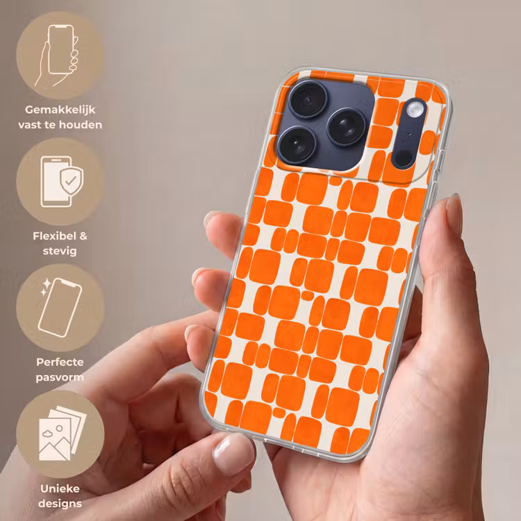 Patroon - Retro - Oranje Telefoonhoesje iPhone 17 Pro klein 878 -sfeer3_NL