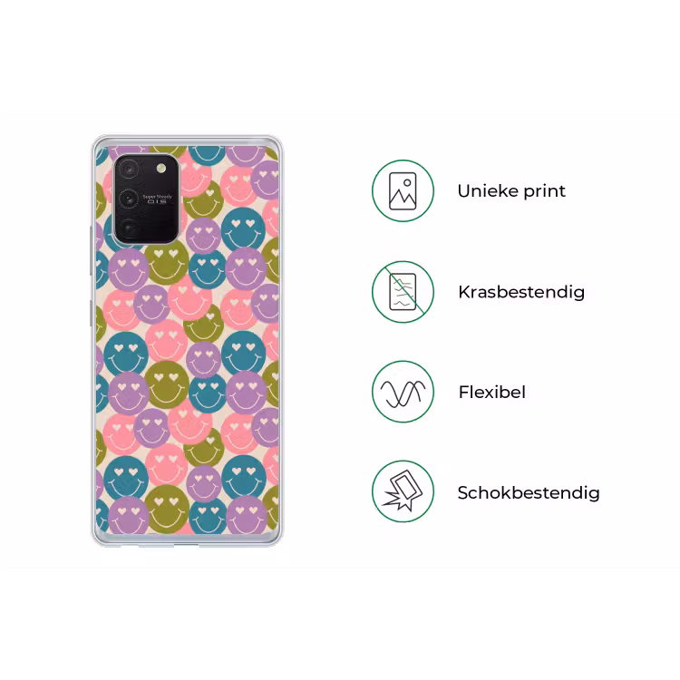 Patroon - Smiley - Kleurrijk - Hartjes Telefoonhoesje Samsung Galaxy S10 Lite klein 364 -specsS10Lite