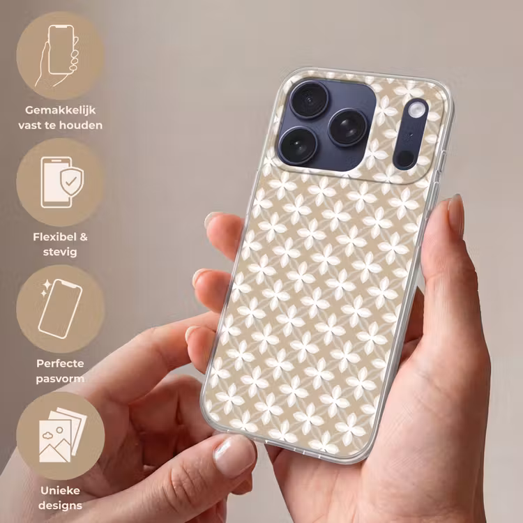 Patroon - Symmetrisch - Beige Telefoonhoesje iPhone 17 Pro klein 878 -sfeer3_NL