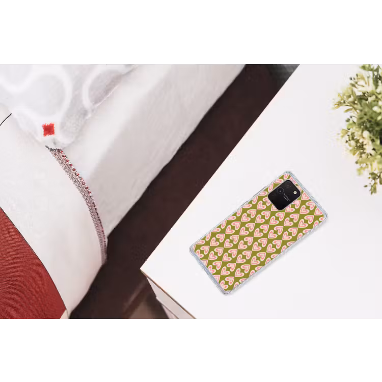 Patroon - Symmetrisch - Hartjes - Olijfgroen Telefoonhoesje Samsung Galaxy S10 Lite klein 364 -kamerS10Lite