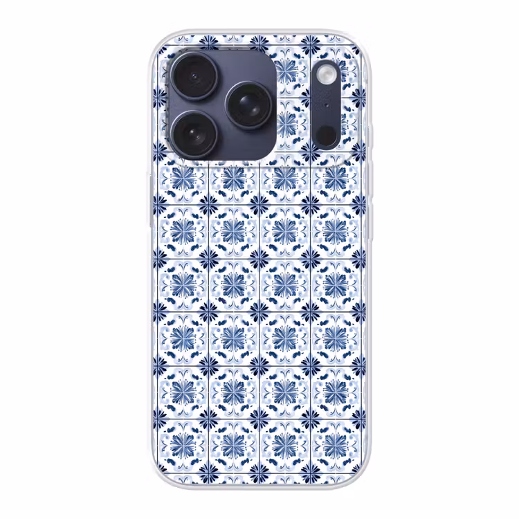 Patroon - Tegel - Blauw Telefoonhoesje iPhone 17 Pro klein 878 -3d