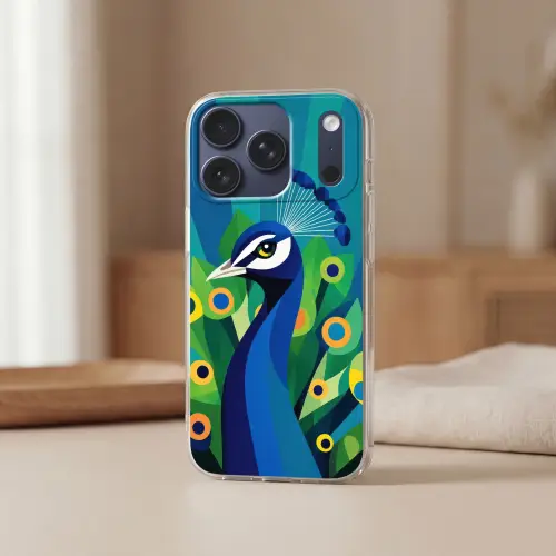 Pauw - Cirkels - Blauw Telefoonhoesje iPhone 17 Pro klein -sfeer2