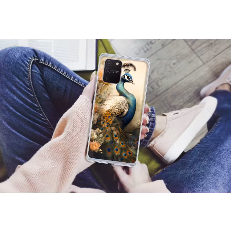 Pauw - Pauwenveren - Bloemen - Vogels - Botanisch Telefoonhoesje Samsung Galaxy S10 Lite klein -handS10Lite