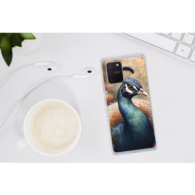 Pauw - Vogel - Bloemen - Planten - Pauwenveren Telefoonhoesje Samsung Galaxy S10 Lite klein -oordopS10Lite