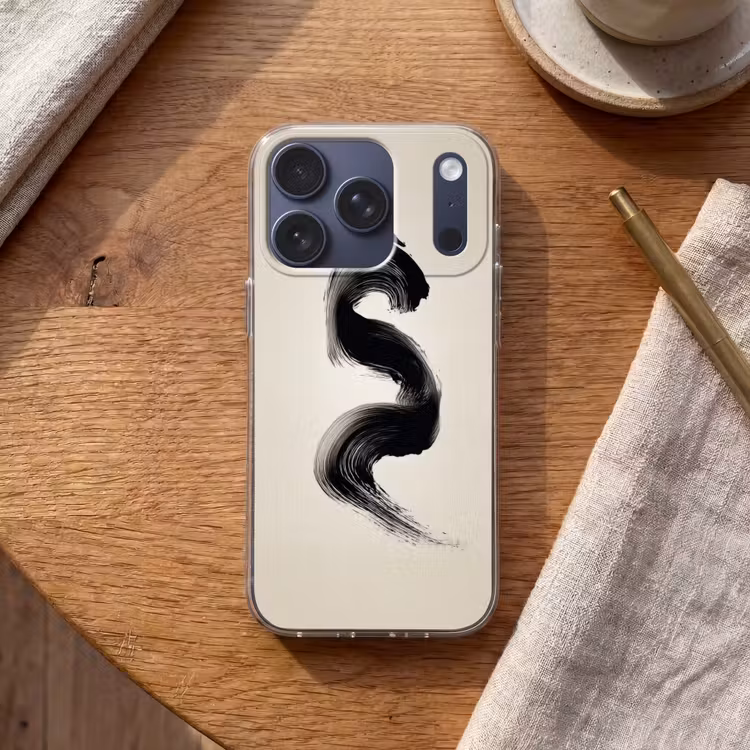 Penseelstreek - Zwart - Minimalistisch Telefoonhoesje iPhone 17 Pro klein -sfeer1