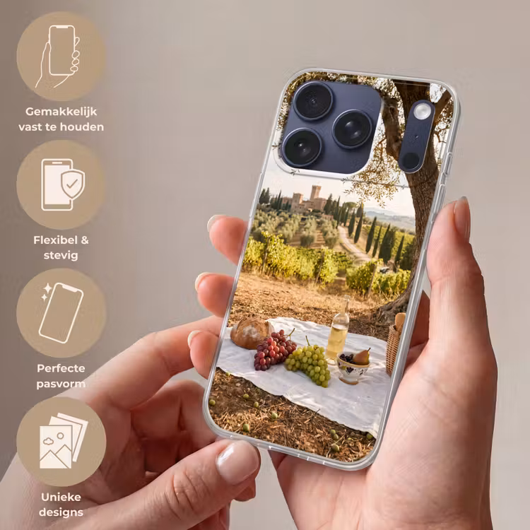 Picknick - Wijngaard - Landschap - Zomer - Eten Telefoonhoesje iPhone 17 Pro klein -sfeer3_NL