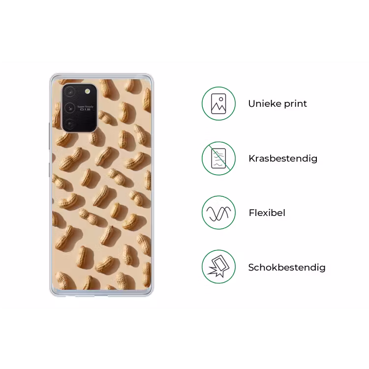 Pinda's - Patroon - Beige Telefoonhoesje Samsung Galaxy S10 Lite klein -specsS10Lite