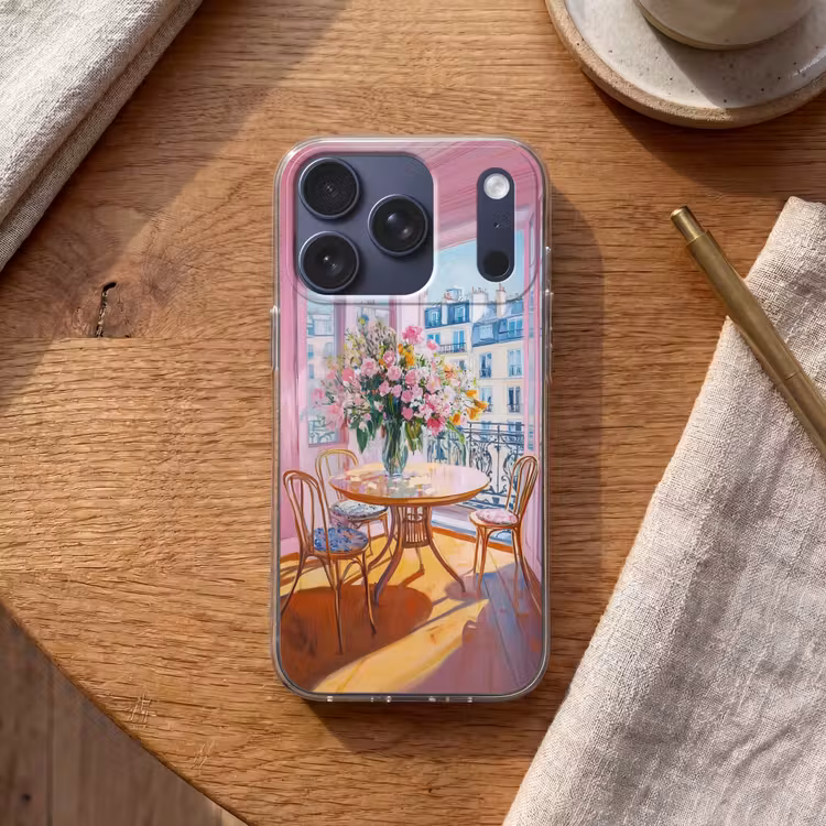 Pink - City - Bloemen Telefoonhoesje iPhone 17 Pro klein -sfeer1