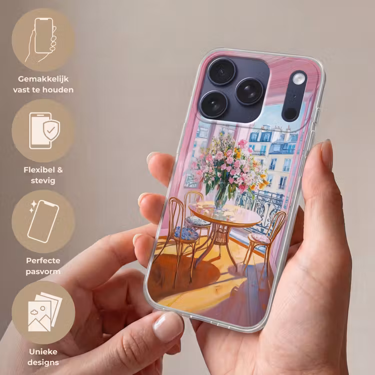 Pink - City - Bloemen Telefoonhoesje iPhone 17 Pro klein -sfeer3_NL