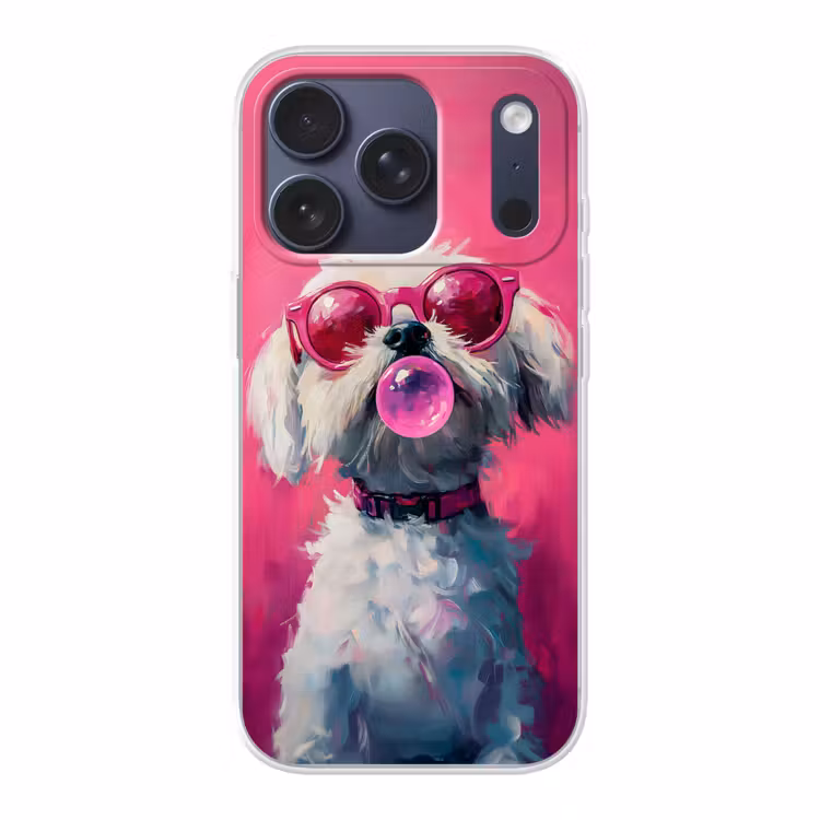 Pink - Hond - Bubbel Telefoonhoesje iPhone 17 Pro klein -3d