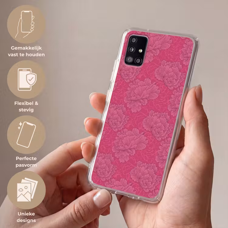 Pioenrozen - Energiek - Roze Telefoonhoesje Samsung Galaxy A51 5G klein 373 -sfeer3_NL