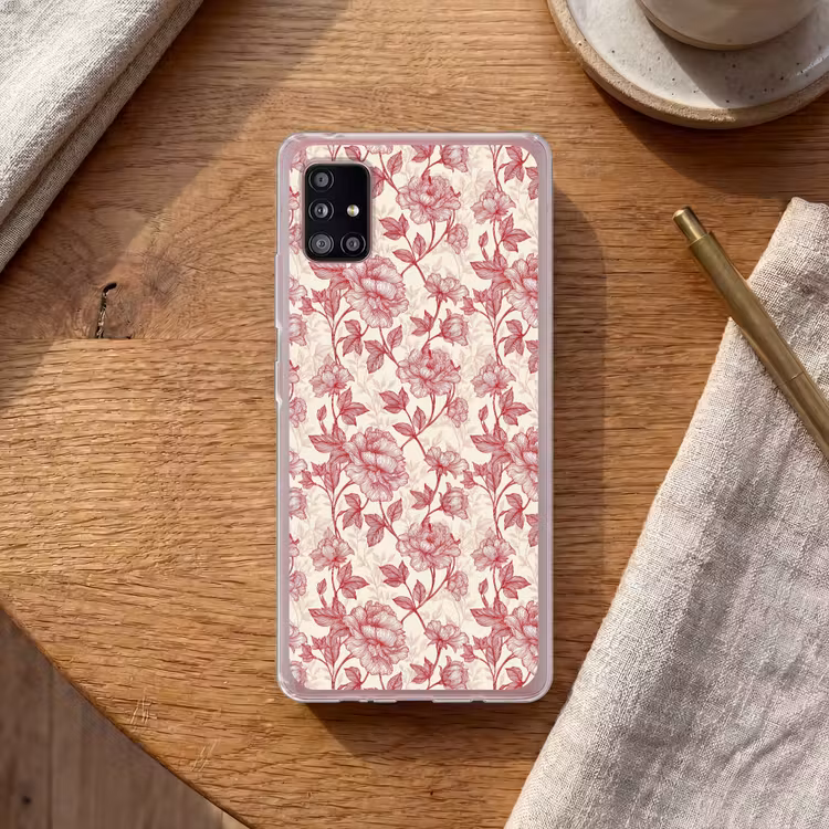 Pioenrozen - Modern -  Rood Telefoonhoesje Samsung Galaxy A51 5G klein 373 -sfeer1