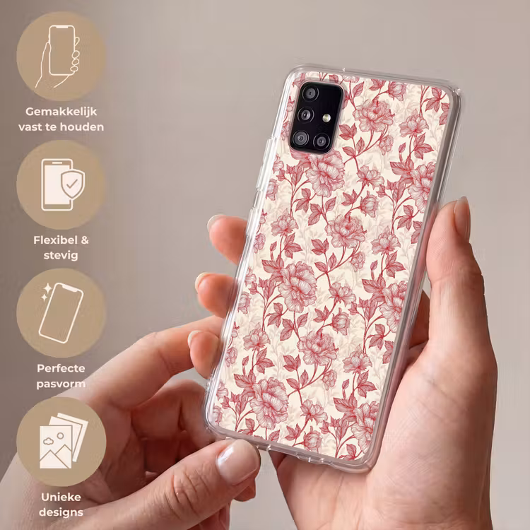 Pioenrozen - Modern -  Rood Telefoonhoesje Samsung Galaxy A51 5G klein 373 -sfeer3_NL