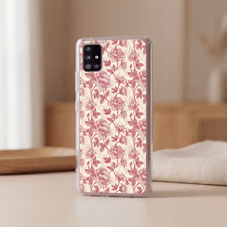 Pioenrozen - Modern -  Rood Telefoonhoesje Samsung Galaxy A51 5G klein 373 -sfeer2