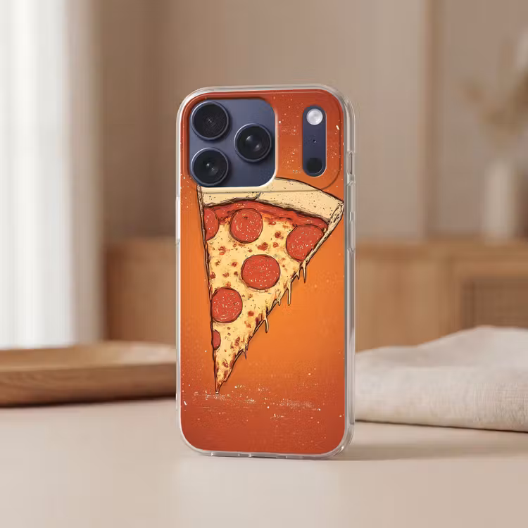 Pizza - Kaas - Rood - Pepperoni Telefoonhoesje iPhone 17 Pro klein -sfeer2