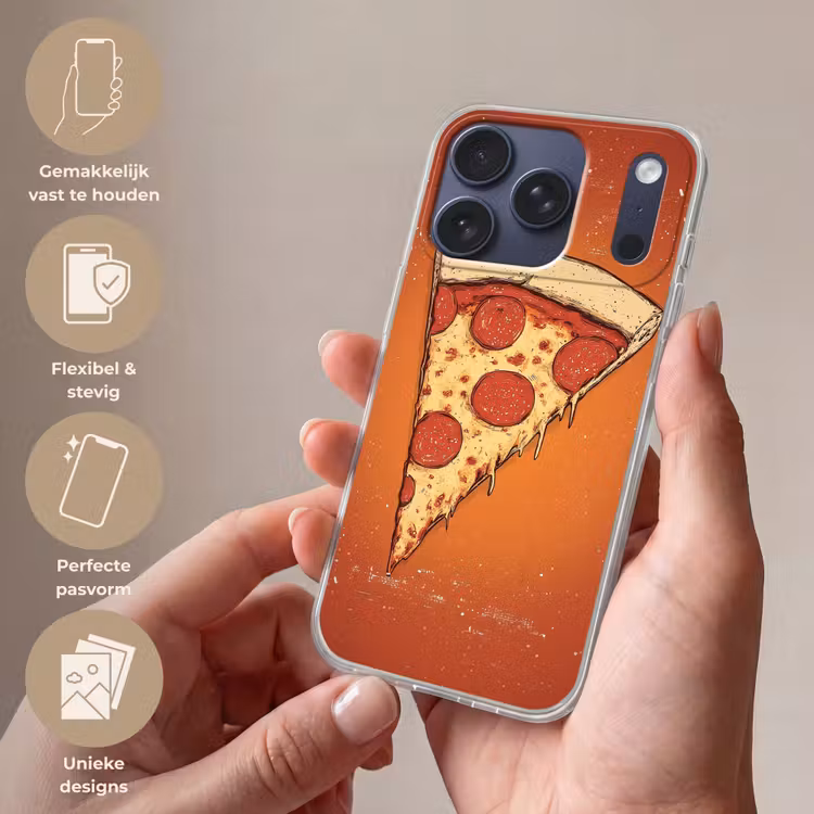 Pizza - Kaas - Rood - Pepperoni Telefoonhoesje iPhone 17 Pro klein -sfeer3_NL