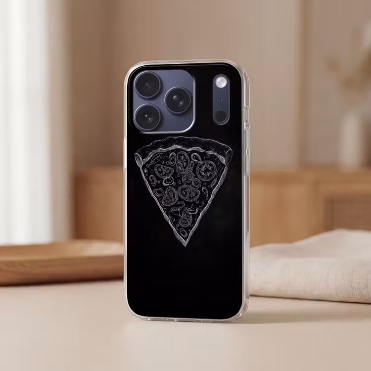 Pizzapunt - Toppings - Krijttekening Telefoonhoesje iPhone 17 Pro klein -sfeer2