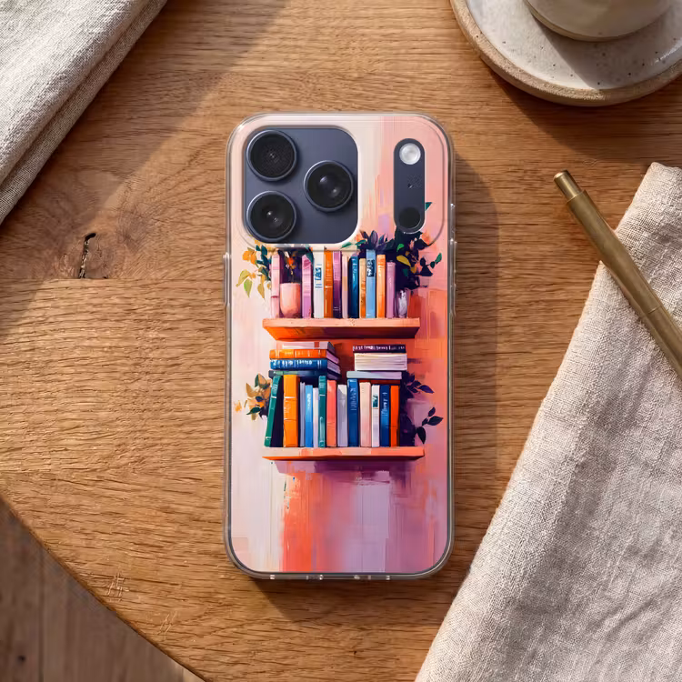 Planken - Boeken - Bladeren Telefoonhoesje iPhone 17 Pro klein -sfeer1