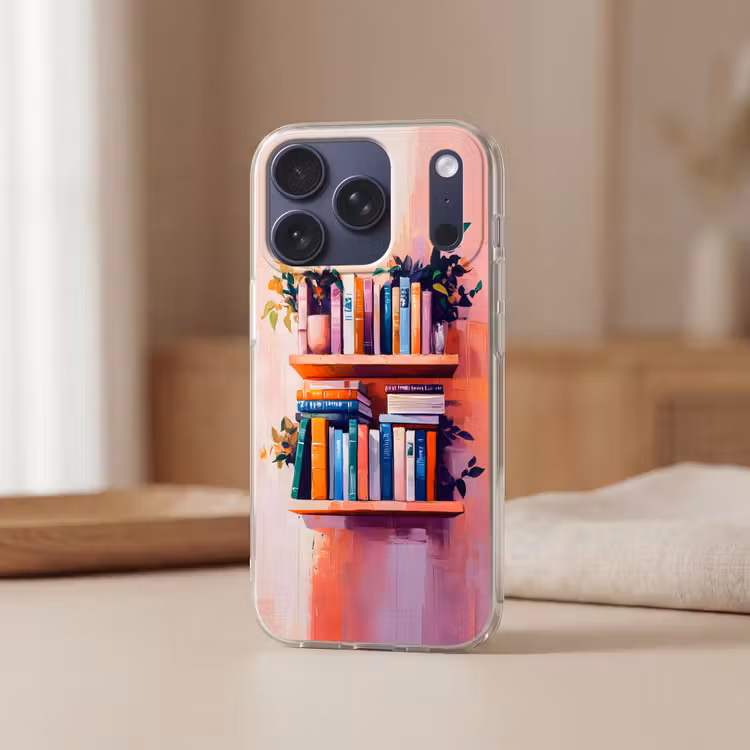 Planken - Boeken - Bladeren Telefoonhoesje iPhone 17 Pro klein -sfeer2