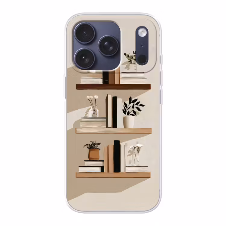 Plankjes - Boeken - Vaasjes - Planten Telefoonhoesje iPhone 17 Pro klein -3d