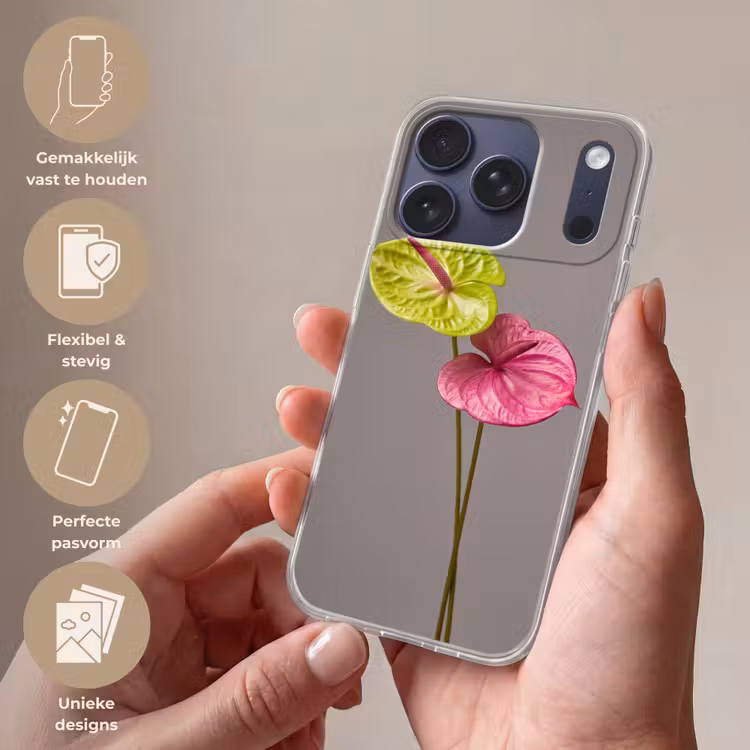 Planten - Anthurium - Groen - Roze Telefoonhoesje iPhone 17 Pro klein -sfeer3_NL