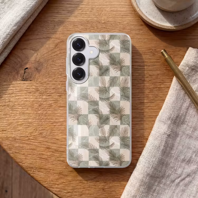 Planten - Bladeren - Marmer - Modern - Groen Telefoonhoesje Samsung Galaxy S26 klein -sfeer1