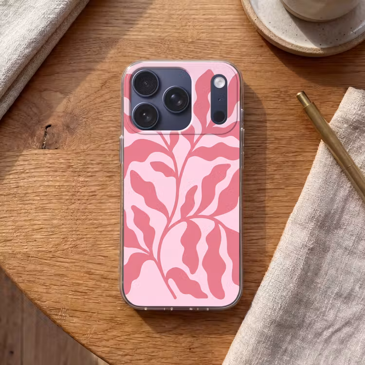 Planten - Organisch - Abstract - Modern - Roze Telefoonhoesje iPhone 17 Pro klein -sfeer1