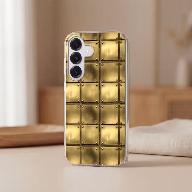 Platen - Industrieel - Stoer - Goud Telefoonhoesje Samsung Galaxy S26 klein 975 -sfeer2
