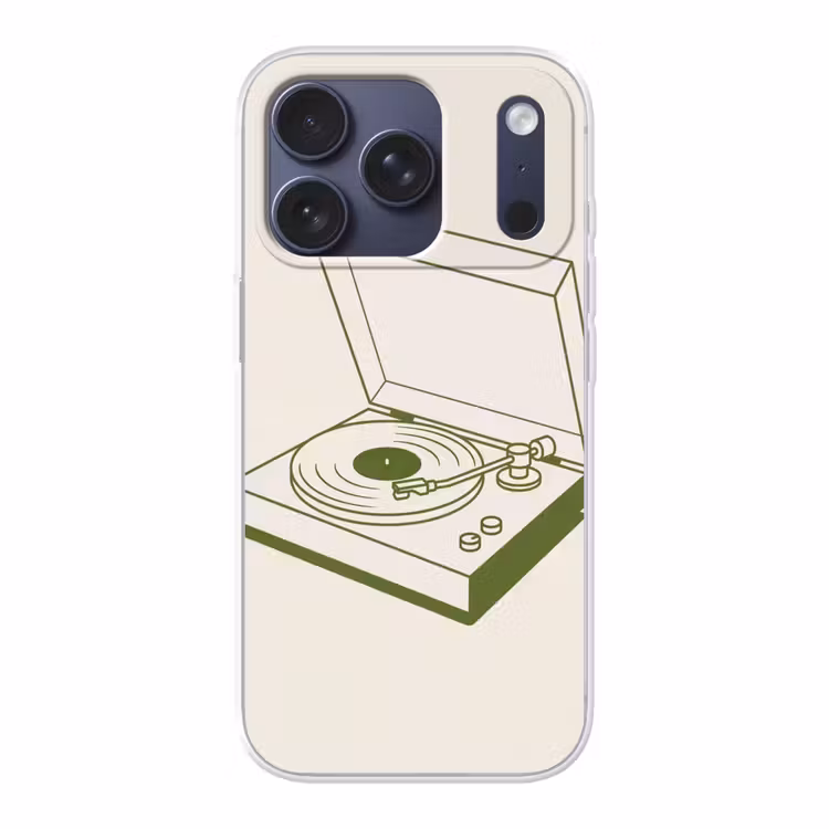 Platenspeler - Vinyl - Muziek - Minimalistisch - Groen Telefoonhoesje iPhone 17 Pro klein -3d