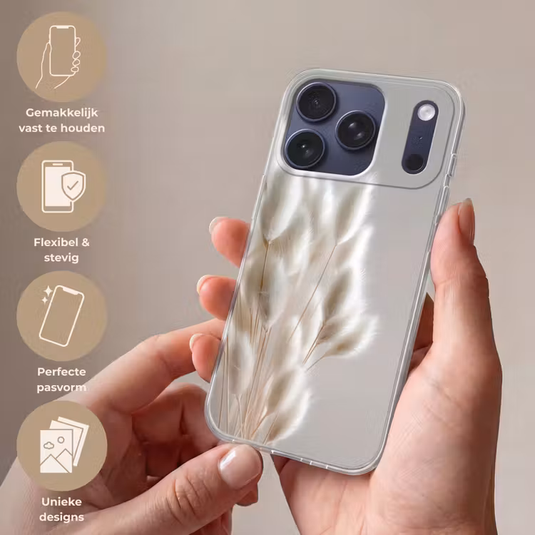 Pluimen - Beige - Minimalistisch Telefoonhoesje iPhone 17 Pro klein -sfeer3_NL