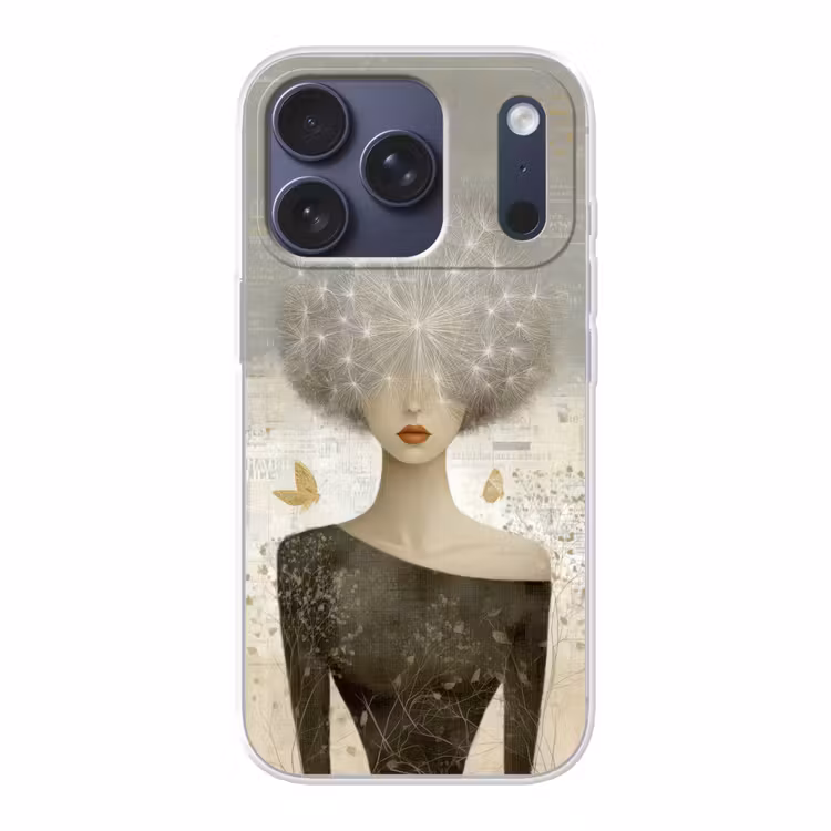 Pluis - Vrouw - Beige Telefoonhoesje iPhone 17 Pro klein -3d