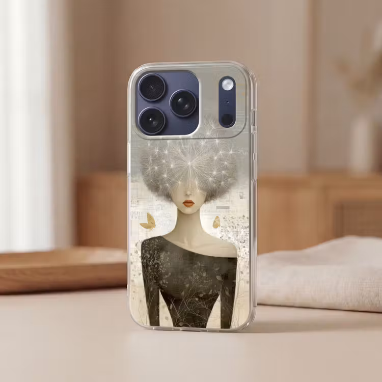 Pluis - Vrouw - Beige Telefoonhoesje iPhone 17 Pro klein -sfeer2
