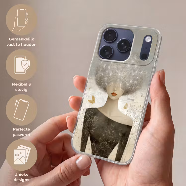 Pluis - Vrouw - Beige Telefoonhoesje iPhone 17 Pro klein -sfeer3_NL