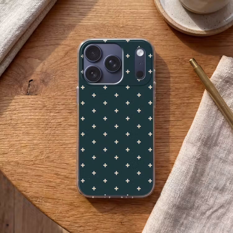 Plusjes patroon - Groen - Wit - Print Telefoonhoesje iPhone 17 Pro klein -sfeer1