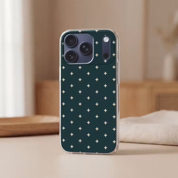 Plusjes patroon - Groen - Wit - Print Telefoonhoesje iPhone 17 Pro klein -sfeer2