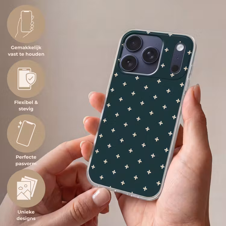 Plusjes patroon - Groen - Wit - Print Telefoonhoesje iPhone 17 Pro klein -sfeer3_NL