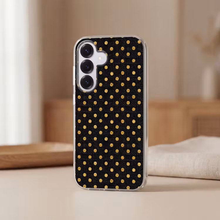 Polka Dot - Stippen - Goud - Zwart Telefoonhoesje Samsung Galaxy S26 klein 975 -sfeer2