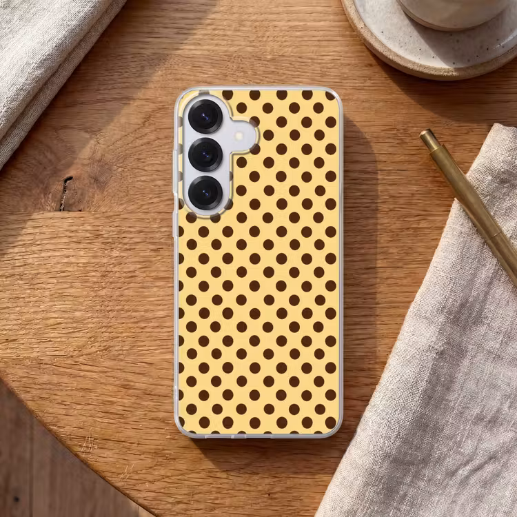 Polka Dot - Stippen - Retro - Geel - Bruin Telefoonhoesje Samsung Galaxy S26 klein 975 -sfeer1