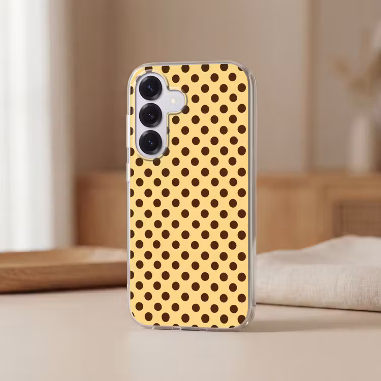Polka Dot - Stippen - Retro - Geel - Bruin Telefoonhoesje Samsung Galaxy S26 klein 975 -sfeer2