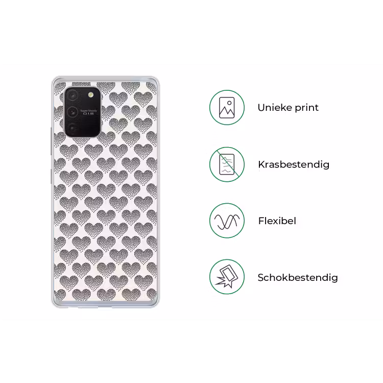 Polka - Stippen - Wit - Zwart Telefoonhoesje Samsung Galaxy S10 Lite klein 364 -specsS10Lite
